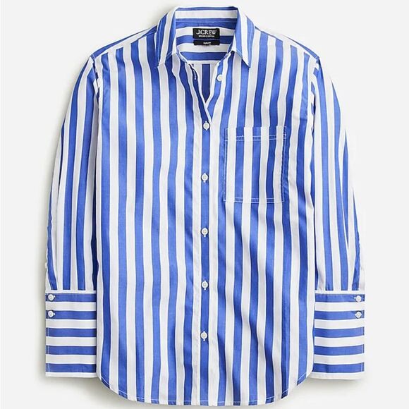 J. Crew Tops - J Crew Garçon classic shirt in stripe cotton poplin Size 6 Blue White